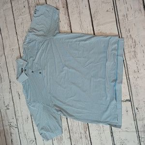 Footjoy Men's Blue White Striped Polo With Embroidery XL